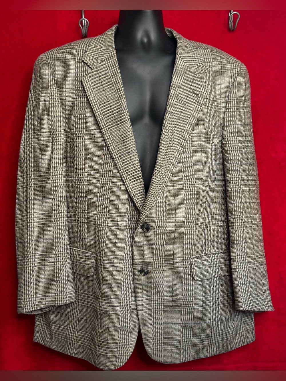 Vintage Burberrys Prince of Wales Plaid Wool Blazer Van Boven USA 42R